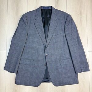 CHAPS Ralph Lauren Blazer 48R Gray Plaid 100% Wool Jacket Made in Canada 2-Butto